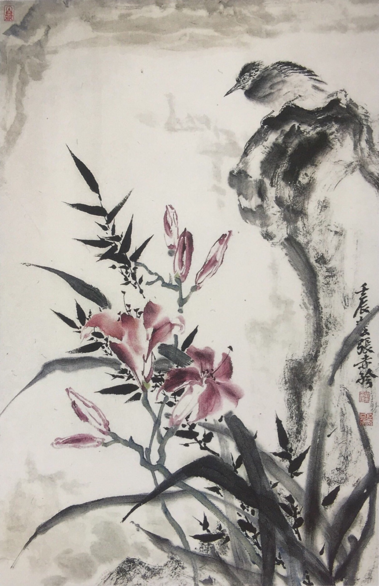 中国美术学院美术考级花鸟画考级七级(高级)示范图例。
