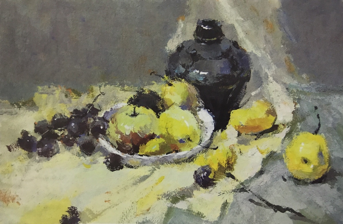 评析:构图合理,主体突出,塑造深入,色彩丰富,调性明确,是件优秀的作品。遗憾的是暗部与投影的处理稍弱了点。