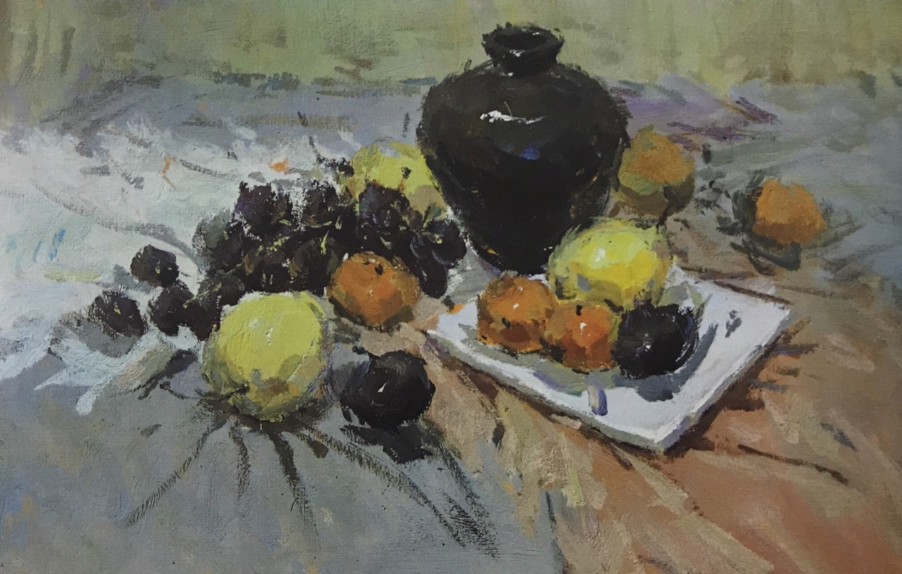 评析:构图合理,主体突出,塑造深入,色彩丰富,调性明确,是件优秀的作品。不足的是暗部色彩的重度不够而导致形体不够稳。