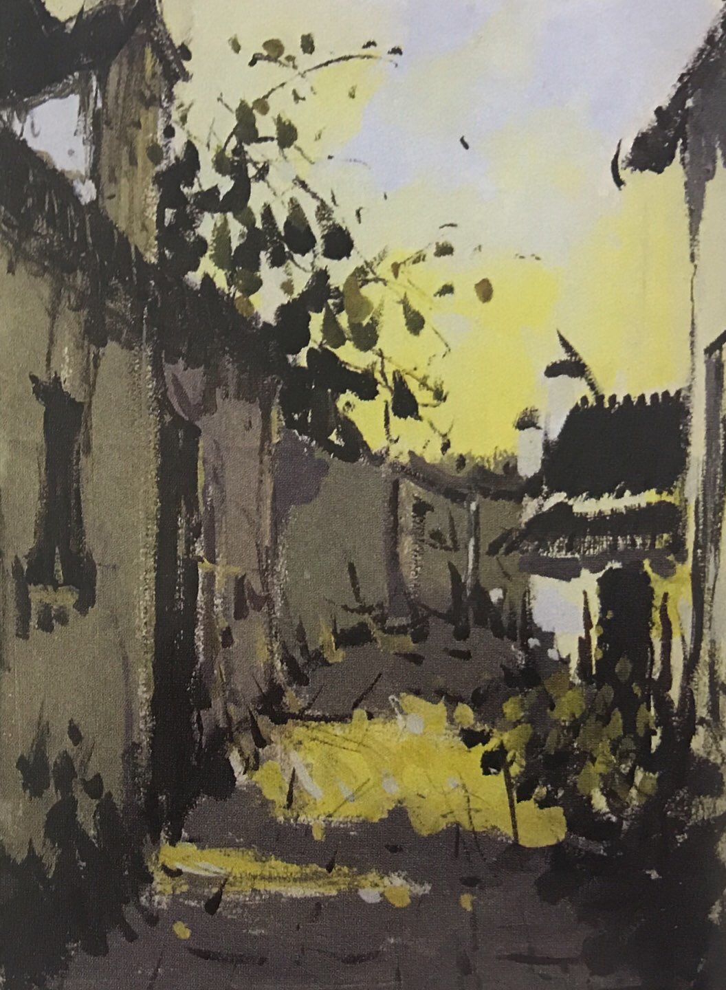 评析:作品取景、构图与空间关系处理基本有序,画面稳定统一,关系明确,表达轻松自如。路面两边的处理不是很到位。