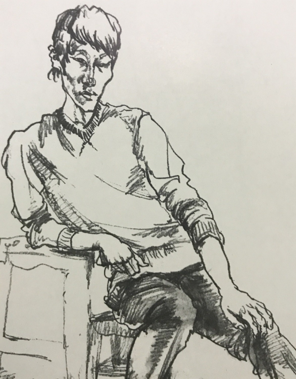 作品整体动态、造型准确,形象生动自然,用线轻松,自如得体。不足点是整体坐姿扭动的形体节奏感不足。 作品整体动态、造型准确,形象生动自然,用线轻松,自如得体。不足点是整体坐姿扭动的形体节奏感不足。