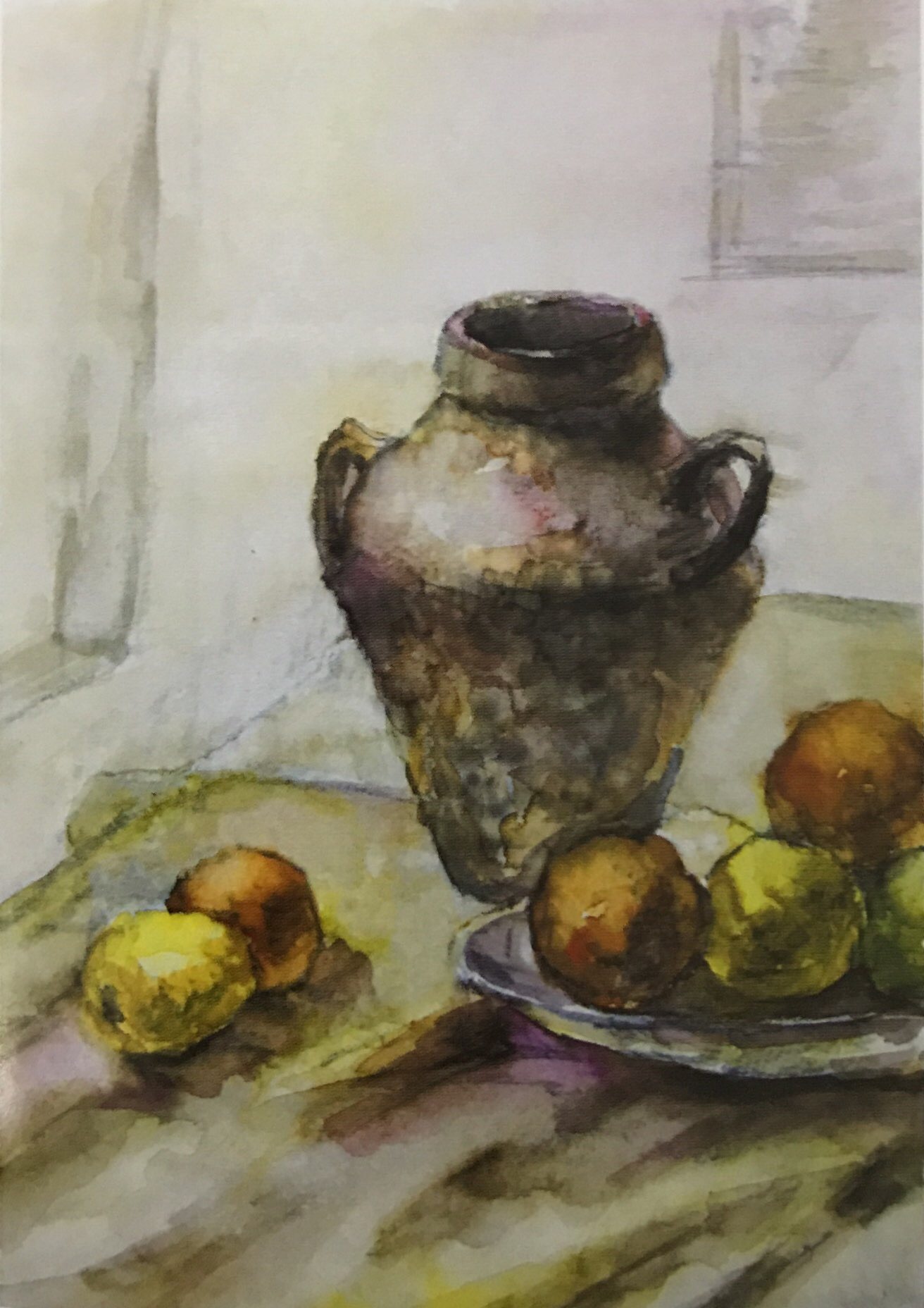 作品构图基本稳定,有完整的形体与色彩关系,色调统一。但在各物体的细节的处理有些拘泥,以致不够生动,物体上黑色的使用也过于频繁。