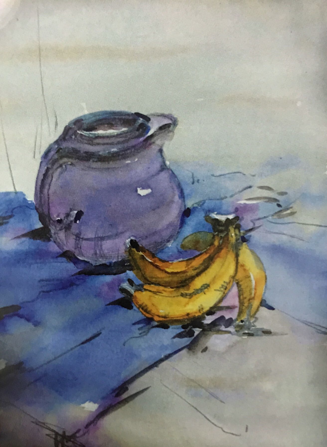 作品构图基本稳定,有完整的形体色彩空间关系,画面统一稳定。但在形体的用色上有待丰富。