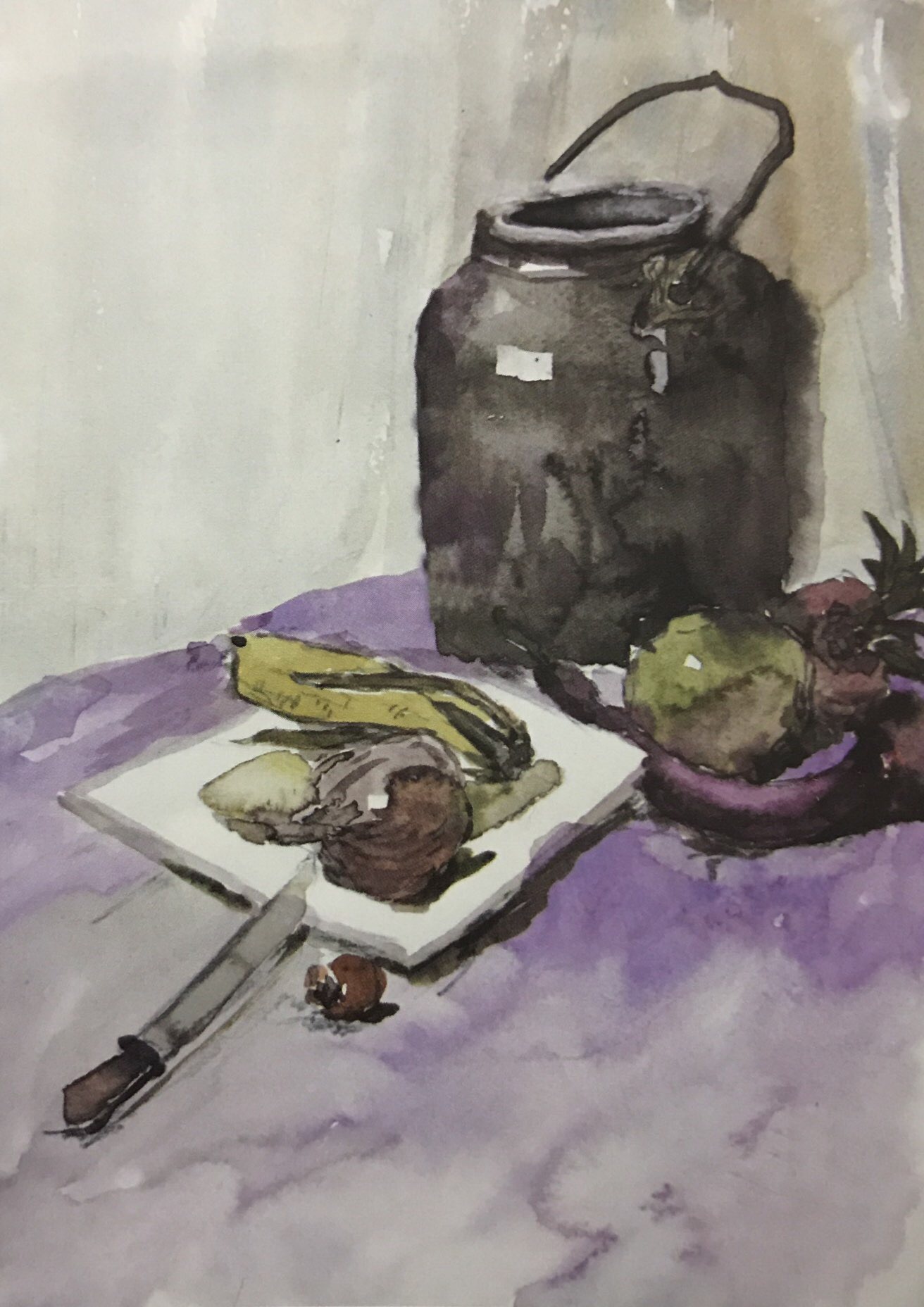 评析:构图有致,主体突出,画面统一稳定,色调清新,具有和谐的美感。主次虚实得当,有前列的体量感和空间感,各个材料属性有基本的体现,画面同时具有某种抒情气息。