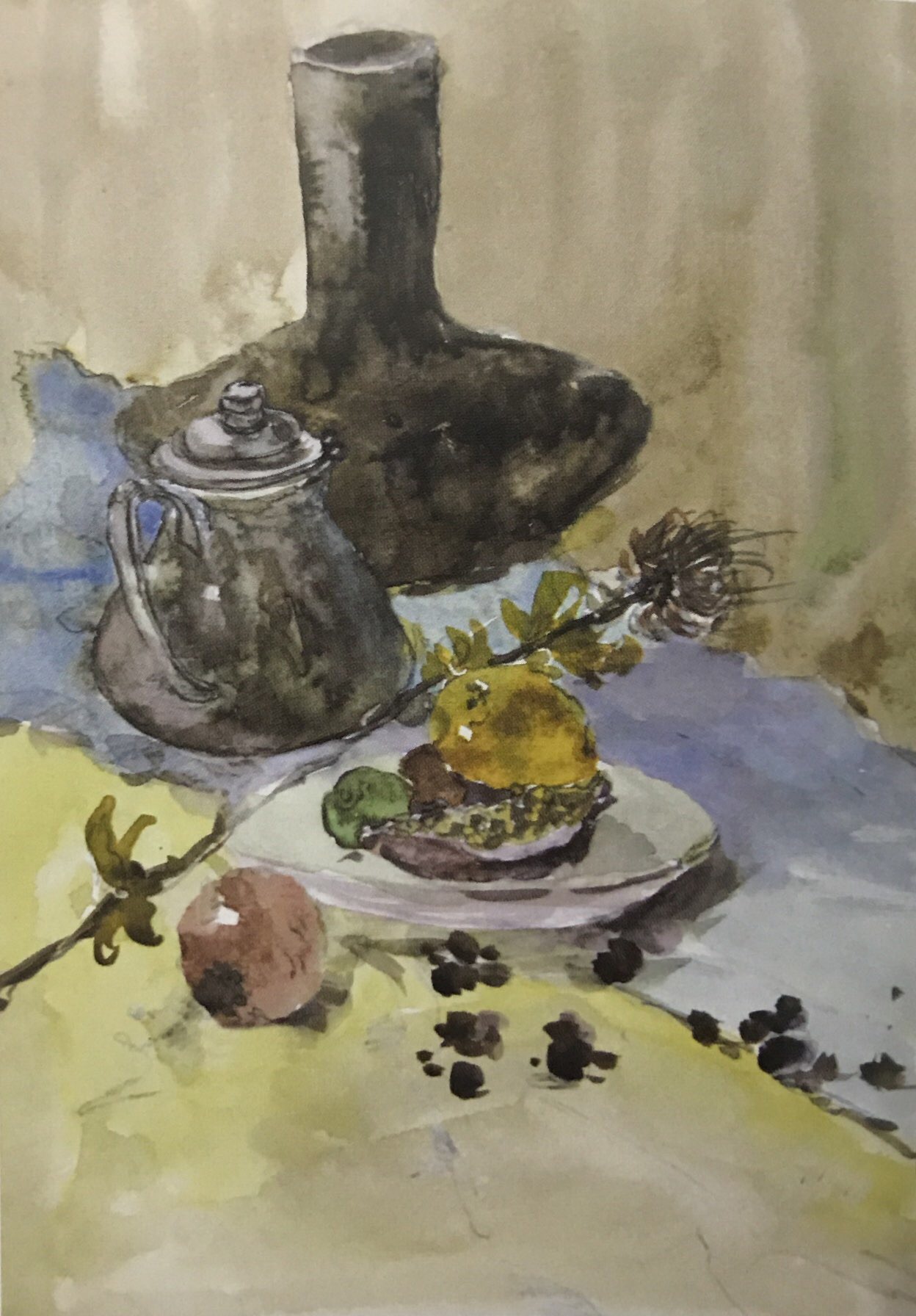 评析:主体突出,画面统一稳定,主次虚实与冷暖关系强烈,有一定的体量感和空间感,各个材料属性有基本的体现,色调气氛具有感染力。