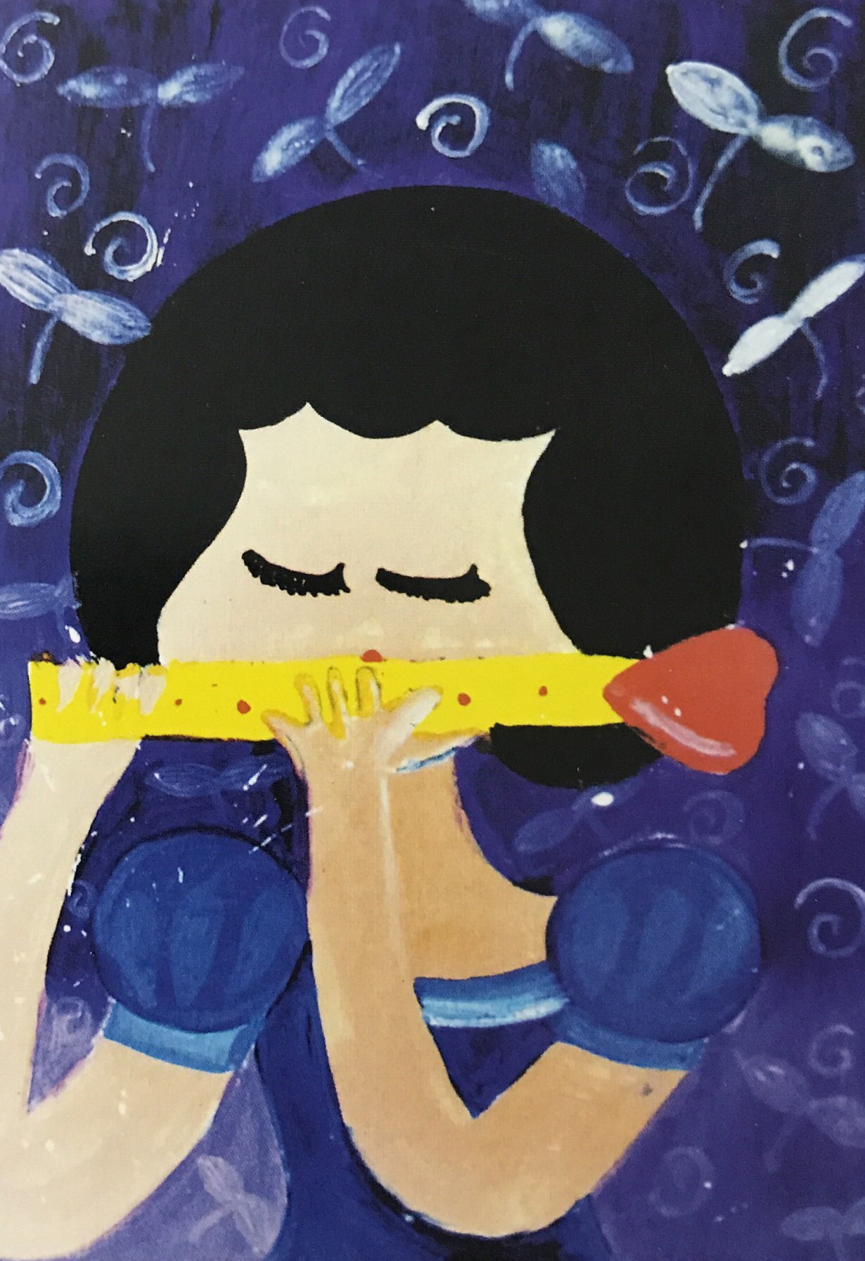 作品构图,主体突出,形象鲜明,有一定的形式感和想象力。不足点是手部与边沿线的处理有些简单。