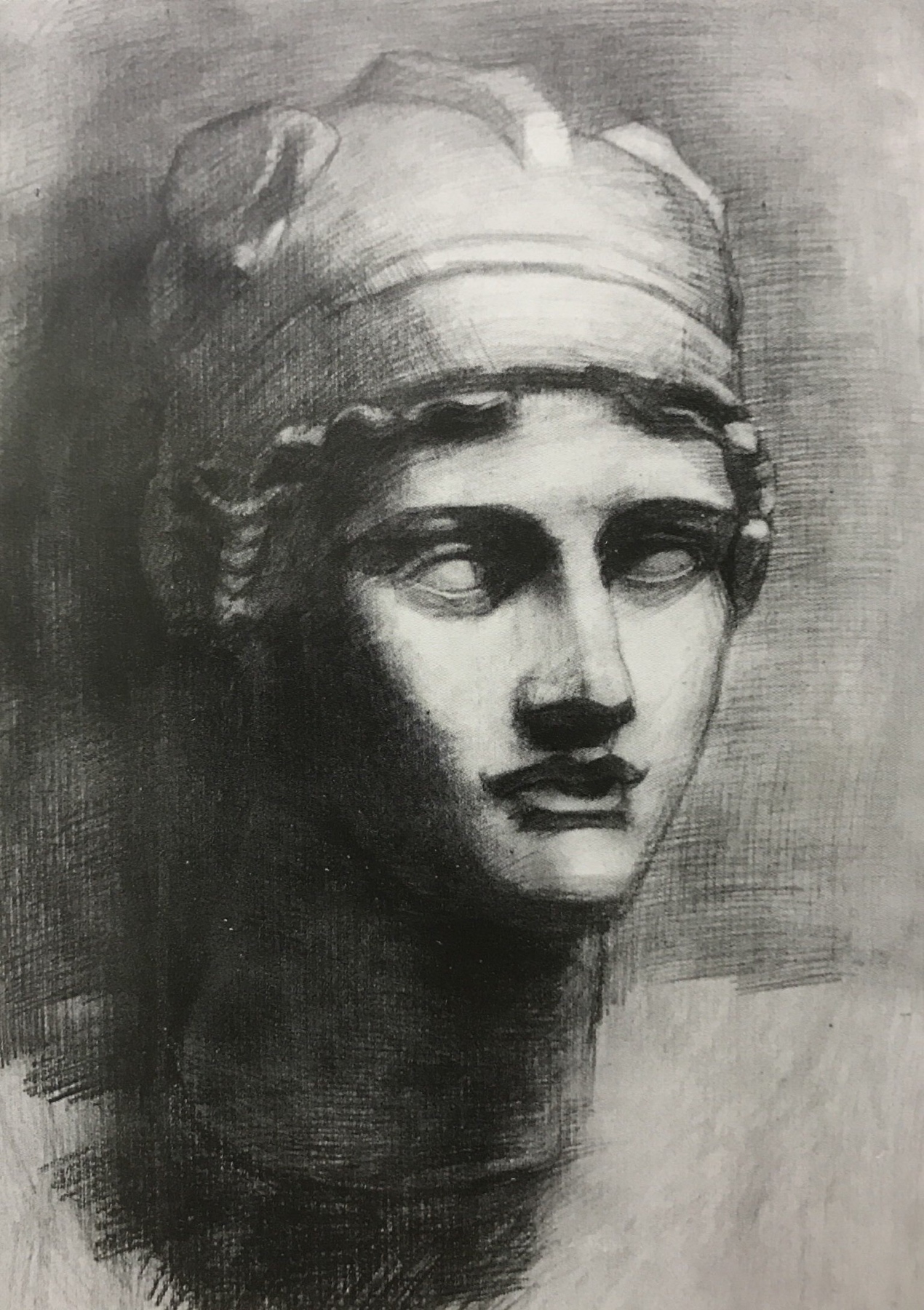 构图饱满,画面气氛强烈,有一定的画面感。存在的问题主要有两点:一是在观察的过程中特征与气质稍有偏差;二是五官与头饰细节的处理不是很到位。