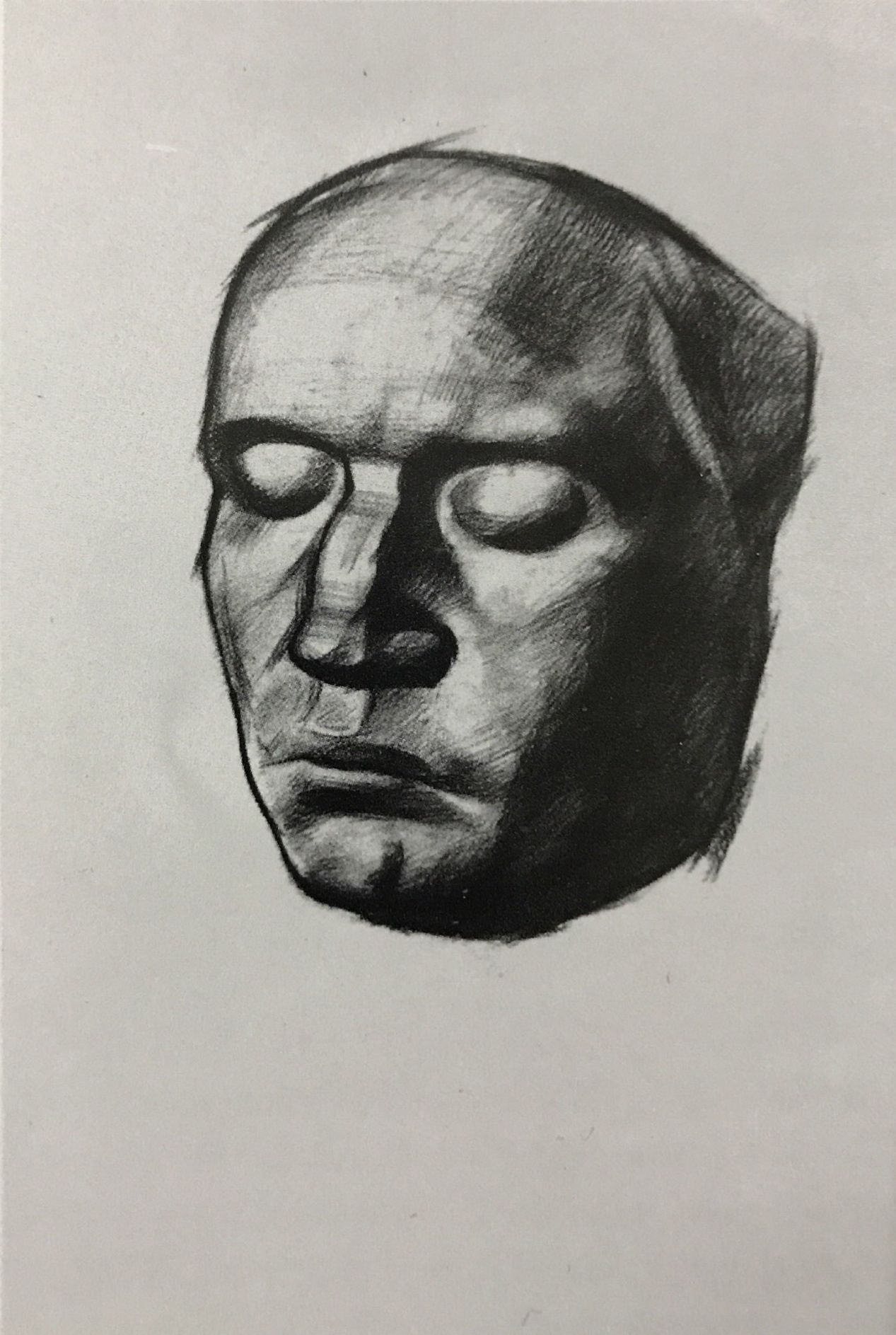 构图适中,比例、结构准确,有完整的形体感和表现效果,但画部起伏及五官细节的刻画可以再精致些。