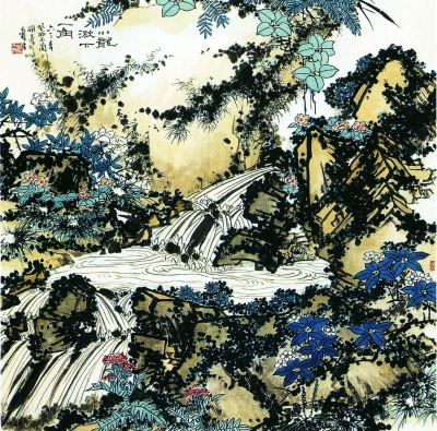小龙湫下一角图(国画) 107.8×107.5厘米 1963年 潘天寿 潘天寿纪念馆藏