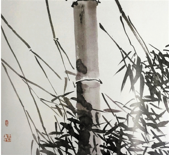 “吾道虽至简,画从生活来”——吴山明高晔画展在杭举行 高晔作品《墨竹》局部