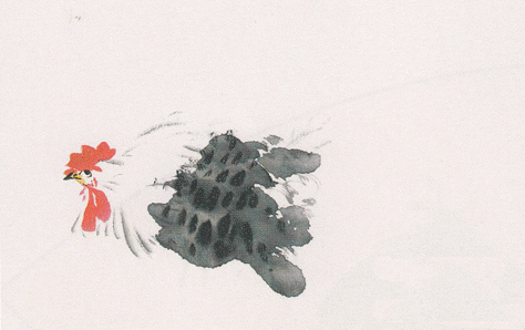 10.gif 用大笔浓墨画背、腹部,焦墨点斑点。