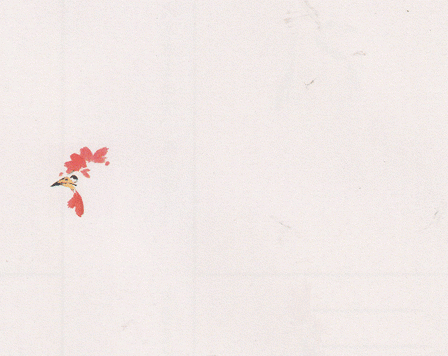 08.gif 用小笔浓墨勾嘴和眼,橙黄染嘴,曙红点鸡冠和肉垂。