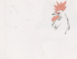 03.gif 用大笔曙红色画鸡冠和肉垂。