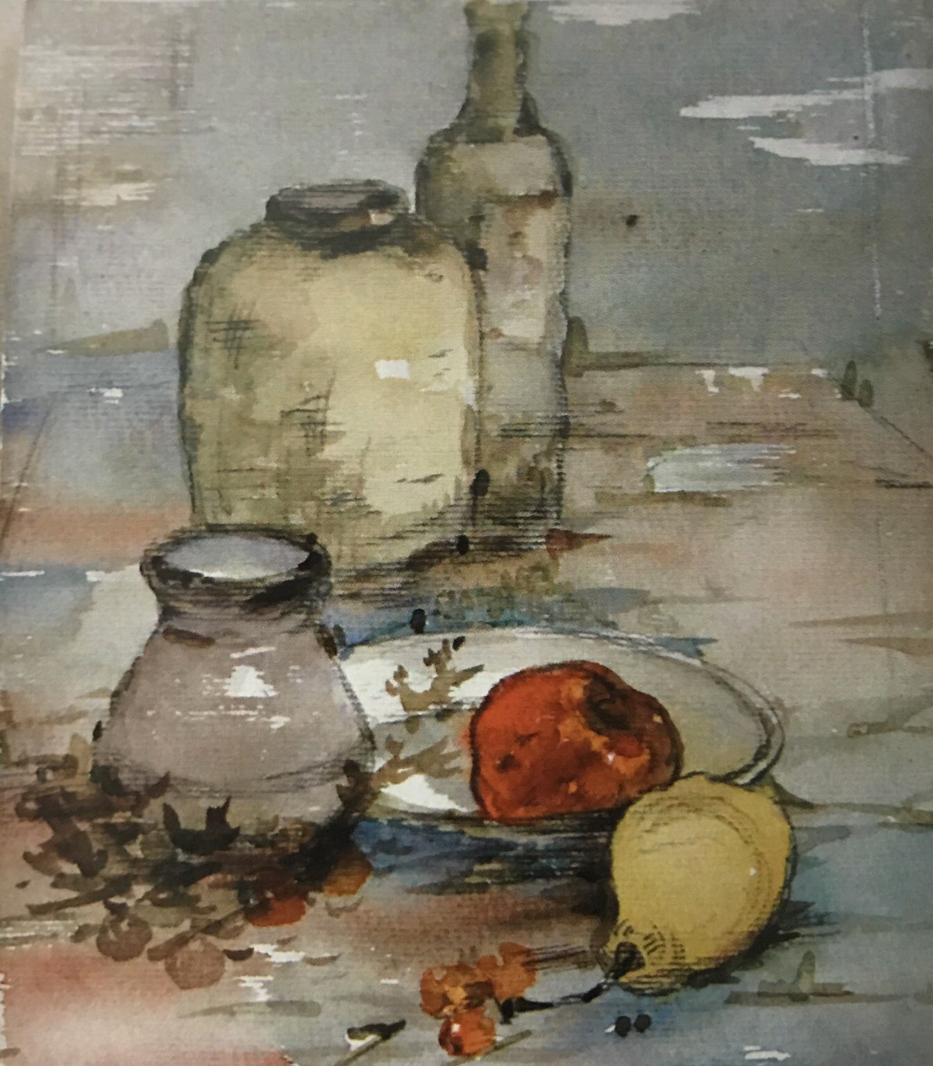 评析:作品构图饱满有序,造型深入具体,色彩清雅,调子统一稳定。唯一不足点:苹果的黑色有些单薄。