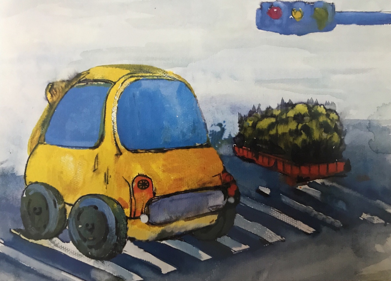 这张作品总体比较完整,物体形象突出,构图基本合理。不足的地方有:对色彩的理解和拓展不够,以致在形象表达的过程中色彩表达不够,背景有些灰脏。